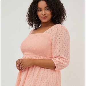 Torrid Peach Eyelit Babydoll Shirt